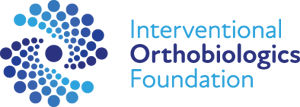 Interventional Orthobiologics Foundation logo design – PRO Institute Logo of the Interventional Orthobiologics Foundation featuring a circular spiral of blue dots forming an abstract medical symbol, with the organization’s name in blue and dark purple text on the right – PRO Institute